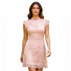 Elegant Sans Souci Pink Lace Mini Dress Women’s Small S New